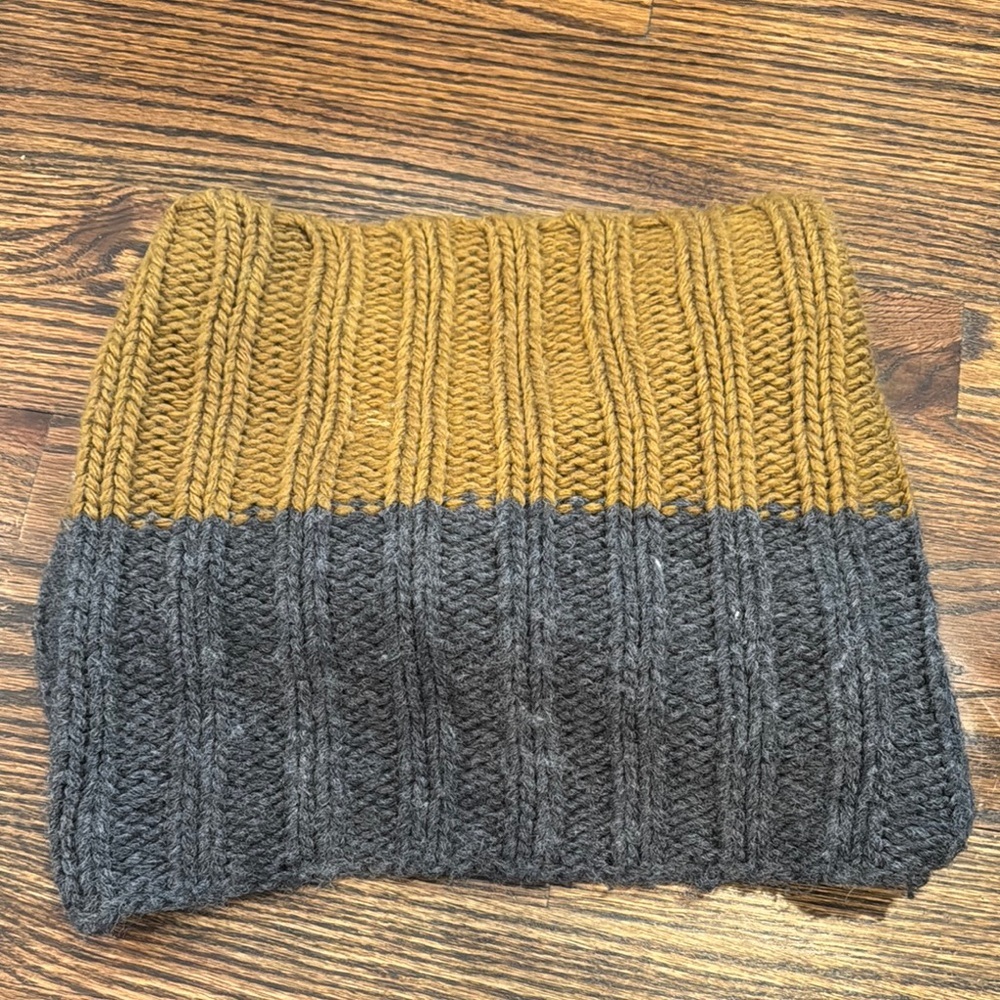 Cozy Mustard and Gray Infinite Scarf - Picture 3 of 3